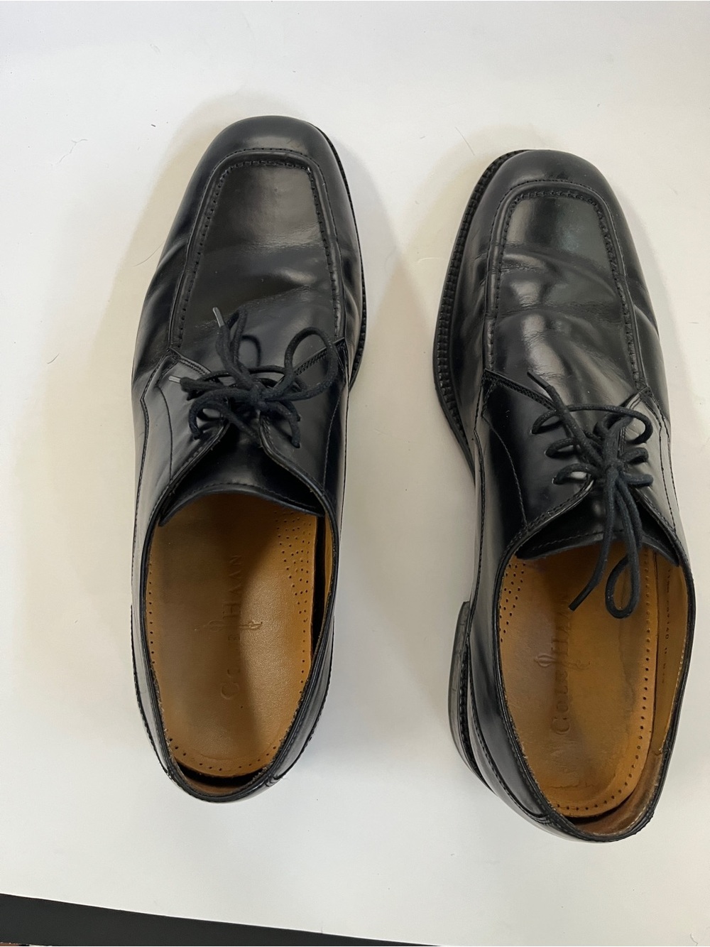 Cole Haan Black Leather Lace-Up Oxfords